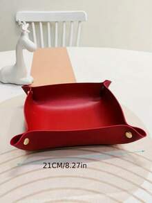 1 szt. Europejska skórzana tacka do przechowywania, tacka na biurko, pudełko do przechowywania biżuterii i kosmetyków, otwarte pudełko do przechowywania, używane do komputerów stacjonarnych, kluczy, kosmetyków, biżuterii – elegancka tacka ekspozycyjna ze skóry PU, używana do akcesoriów do salonu, pudełko do przechowywania mebli