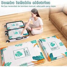 10 Piezas Bolsas de Almacenamiento al Vacío con Bomba Eléctrica, Bolsas de Compresión que Ahorran Espacio, Almacenamiento Reutilizable para Ropa, Almohadas y Edredones (flor) - follaje - Ver 7