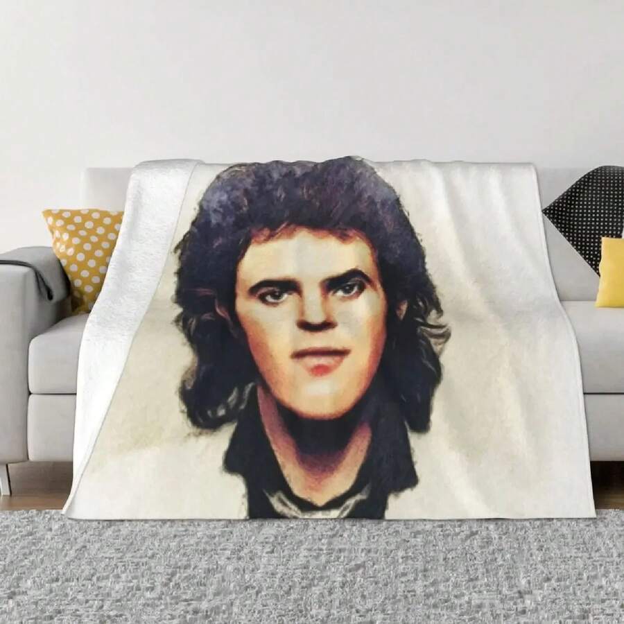 David Essex, Music Throw Blanket For Decorative Sofa Moving Designers Decorative Blankets - Black - View 1