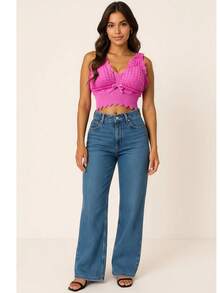 Women's Cropped Blouse In Modal Knitwear - Stylish And Versatile Top For Summer | Fashion Launch - Pink - View 4