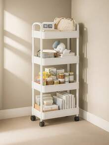 Carrito de Servicio con 4 Canastas y Ruedas – Diseño Compacto y Resistente - Negro - Ver 3