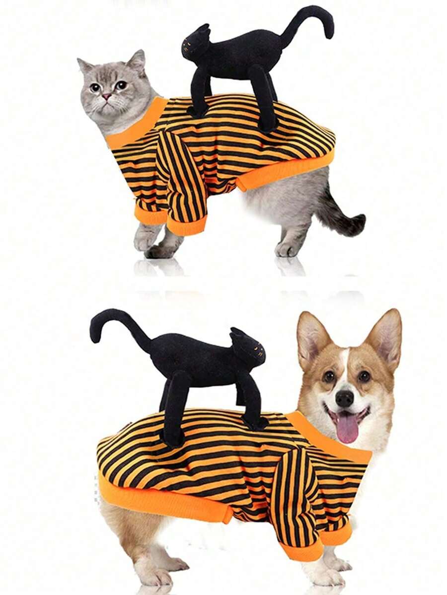 Dog Costumes Halloween Funny Pet Dog Suit With Black Cat Cute Puppy Clothes For Halloween Christmas Party Small Dogs And Cats