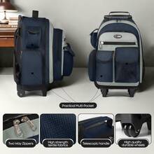 NEW YORK XPRESS 2 In 1 Carry On Travel Backpack 20" Rolling Backpack For Women Men With Wheels & Telescopic Handle For Work Weekend School & Short Trips - 藍色 - 查看 2