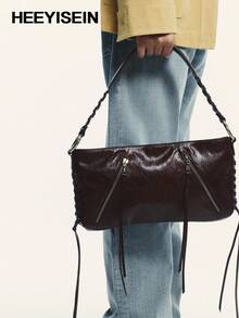 HEEYISEIN-Women Fashion Hobo Shoulder Bag PU Leather Casual Handbag Purses For Daily Outfits,Shoulder Bag With Strap Detail And Metal Eyelets On The Top