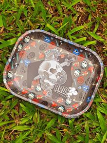 1个创意印花金属烟灰缸，锡制香烟架，吸烟配件，送给家人和朋友的理想礼物，圣诞节、万圣节、情人节、生日、派对 - 彩色 - 查看 11