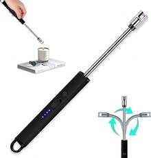 MBVBN Encendedor Eléctrico, Electric ARC Candle Lighter USB Recargable,Encendedor de Arco eléctrico con Cuello Flexible para Velas de luz, Estufas de Gas, Barbacoa de Camping - Negro - Ver 6