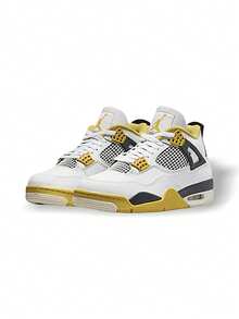 Nike 耐克女子运动鞋 AIR JORDAN 4 RETRO 运动高弹轻便缓震亲肤易搭配健身休闲街头旅行郊游白/黄 AQ9129-101 - 黃白色 - 查看 2