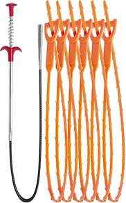 Hair Drain Clog Remover Tool – 6 * 25-Inch Sink Snake + 1 * 24-Inch Drain Cleaner Tool, Plumbing Snake For Shower, Toilet, Kitchen Sink &Amp; Tub – 7-Piece Hair Removal Tool Set - White - View 1