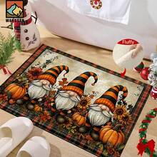 1 set/1 pièce/2 pièces Tapis de porte antidérapant avec motif d'automne, de citrouille et de nain. Tapis de porte en super fibre antidérapant, convient pour la décoration de fête de Thanksgiving, la cuisine, la salle de bain, la salle à manger, la chambre à coucher. Peut être offert comme cadeau de Thanksgiving.