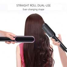 Anion Hair Straightener Comb Electric Heating Straightener Heated Electric Comb 2 In 1 Professional Beard Straightener Brush