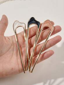 3pcs Simple Hair Pin Boho Gold Head Piece Hair Bun Hair Bun Maker Bun Hair Piece Hair Styling Pins, School Stuff, Hair Accessories - Multicolor - View 2