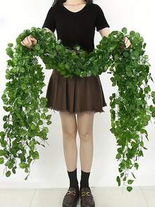 1/6/12/24 piezas Guirnalda de hiedra artificial de 2,1 m Hojas verdes colgantes Planta de hojas Guirnalda para el hogar y el jardín Disfraz de hiedra venenosa, plantas artificiales, rosa, estilo decorativo, decoraciones para fiestas y vacaciones, decoración de otoño, decoración navideña, accesorios de dormitorio