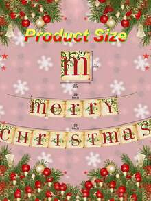 Vintage Merry Christmas Banner - Retro Nostalgic Traditional Old-Fashioned Christmas Wreath Letter Holiday Decor Flags, Suitable For Indoor Home Office Fireplace Mantel Farmhouse - Multicolor - View 10