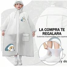 Impermeable para Lluvia,Impermeable para Lluvia Ciclismo de Reutilizable,Kit de Poncho para Lluvia de niño con Botas para Lluvia,para Exteriores,Ciclismo,Excursionismo y Uso Diario - blanco - Ver 8