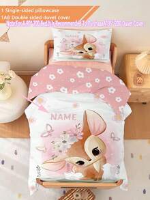 This Is A 2-Piece Custom Cartoon Cute Giraffe Bedding Set With Double-Sided Printing (1 Single-Sided Printed Pillowcase + 1 Double-Sided Printed Duvet Cover). It Is Suitable For Kindergartens/Nurseries. The Duvet Cover And Pillowcase Are Digitally Printed With Cute Patterns And Are Suitable For Toddlers, Infants, Toddlers, And Children. (The Pillowcase Size Is 90*200/135*200, And The Actual Size Is 50*75.) - Multicolor - View 11