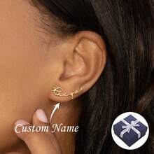 Custom Name Stud Earrings Custom Earrings For Everyday Wear Handmade Minimalist Jewelry Birthday Gift - Multicolor - View 2