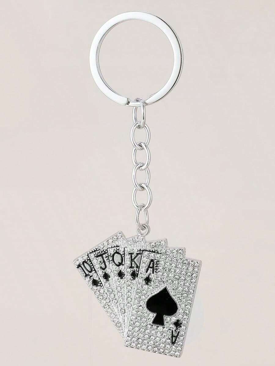 Creative Spade A Rhinestone Poker Card Red Heart A Niche Key Chain, Couples Bag Pendant , Poker Straight Flush Key Chain Pendant, Funny Key Ring Car Accessories Cute Goth Y2k Halloween Accessories Teachers Day Christmas Gift Ideas