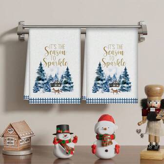 2/4 件套圣诞毛巾，圣诞快乐超强吸水厨房毛巾，速干，涤纶印花毛巾，厨房清洁布，抹布，厨房用品。圣诞礼物！