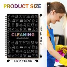 1pc Adult Women's ADHD Cleaning Planner, Cleaning Schedule And Checklist Organizer, Home Cleaning Routine, Includes Daily/Weekly/Monthly Tasks, Editable Chore List Notebook, Suitable For Household Cleaning, DIY Home Improvement School Supplies - Black - View 2