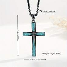Turquoise Punk Style Green Stone Foldable Stainless Steel Cross Pendant Necklace For Women - Unique Gift For Friends And Girlfriends On Birthdays Or Holidays, Cross Necklace For Women, Necklace For Women, Jewellery For Women, Necklace For Lady, Necklace For Woman, Long Necklace For Women, Jewelry For Woman - Dây chuyền ngọc lam đen - Xem 8
