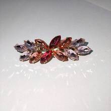 Presilha de cabelo dourada em formato de folha de cristal de luxo (iridescente/rosa roxo ombré), presilhas de garra, prendedor de cabelo, presilhas de cabelo