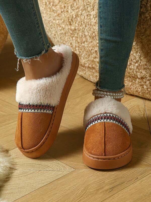 Pantufas femininas de inverno, quentes e felpudas, com espuma viscoelástica para ambientes internos e externos, chinelos confortáveis e forrados, sapatos de quarto femininos antiderrapantes e macios, pantufas confortáveis e quentes com detalhes em malha, cabedal respirável e confortável para clima frio, sapatos de chão casuais e fofos para mulheres, presente de Natal