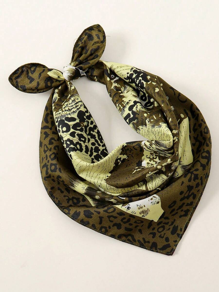 1 件时尚豹纹百搭头巾/头带，波西米亚风格，适合所有季节