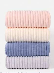 1pc Or 4pcs Set, Simple 3D Striped Coral Fleece Soft Absorbent Non-Shedding Towel, Supermarket Gift, Household Adult Couples Face/Hand Towel, 30*70cm Multi-Purpose Towel Or 52*100cm Large Towel Shower Towels For Beaty Salon, Hotel Sports,Home Essentials, Towel, Skin Care