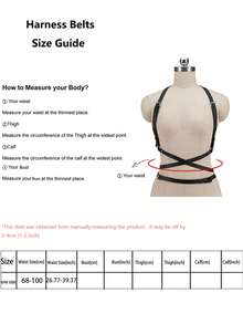 Läderbröstsele för kvinnor Läderkroppssele Goth bröstsele Kvinna Ravekostymbälte Damsele Läder - Svart - Visa 8