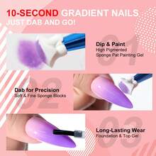 LIMEGIRL Gradient Painting Gel Set, 9 Colors Ombre Gel Nail Polish For Ombre Nails ,Wash-Free Painting Gel Set French Manicure DIY Nail Art,Off Gel Polish Kit For Salon And Nail Art DIY At Home - 彩色 - 查看 6
