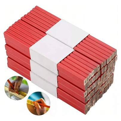 72 Lápices Octogonal Rojo Duro Negro Plomo Carpintero Rojo
