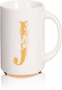 Personalized Ceramic Letter Coffee Mug For Men,(A-Z)Custom Mug Cool Gold Monogram Initial Tea Cup,Unique Gifts Idea For Wife Father Grandpa Boyfriend Friend Friendship(J)