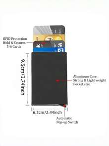 Carteira Masculina Porta-Cartões: Carcaça de Liga de Alumínio Pop-Up, Design Inteligente, Anti-Roubo RFID, Ultra-Fina e Simples, Bolso Frontal Comporta 5-6 Cartões, Design Slim Unissex para Negócios, Porta-Cartões de Crédito com Proteção RFID em Alumínio, Porta-Cartões Automático de Pop-Up (Prata), Bolsa para Cartões, Carteira Feminina, Porta-Cartões