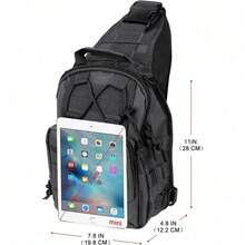 Tactical Backpack, Messenger Bag For Men And Women, Wear-Resistant|Waterproof|Molle|Large Capacity|Sling Shoulder Backpack, Suitable For Outdoor Hiking, Fishing Camping, Daily Carry Chest Bag, Birthday Gift, Christmas, Thanksgiving, Halloween Gift - 黑色 - 查看 4