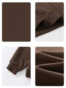 男童日常印花圆领套头卫衣。柔软舒适，可机洗，休闲时尚，适合旅行、聚会和校园穿着。也适合上学、度假和购物。 - 棕色 - 查看 3