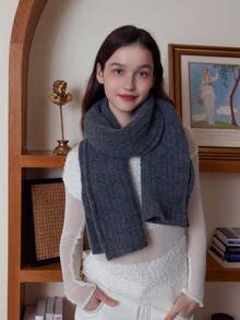 1 szt. damski szalik w jednolitym kolorze w kratkę, ciepły i wiatroszczelny z wełną, miękki i przyjazny dla skóry, odpowiedni do codziennych dojazdów do pracy i podróży, jesień/zima