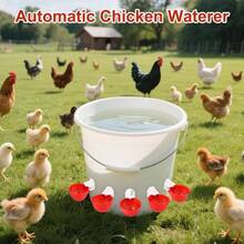 Chicken Waterer Cups, 8 Pack Red Automatics Chicken Waterer, Professional Poultry Cups Suitable Chicks, Duck, Goose, Turkey And Bunny Various Poultry, Compatible With Various Containers - Red + Small - View 5