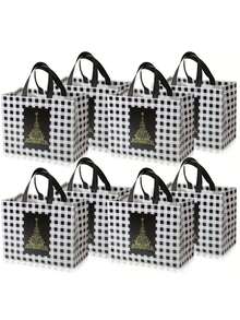 8 Stücke, große Weihnachtsgeschenktaschen, wiederverwendbare Tragetaschen mit Griffen, Nicht-gewebte Weihnachts-Einkaufstaschen für Feiertage und Weihnachten