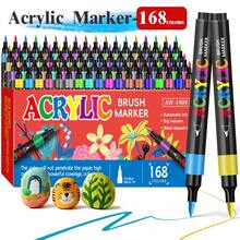 168 Farben Acrylfarb-Stifte, Doppelspitzen Kunst-Markerset, Feinspitzen Marker geeignet für Felsen-Malerei, Holz, Leinwand, Stein, Glas, Keramik, DIY Basteleien, Kunstschulbedarf