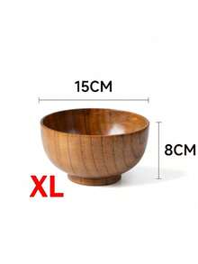1pc,Japanese Style Wooden Bowl Jujube Wooden Bowl Round Large Soup Bowl Creative Children's Rice Bowl Tableware - Multicolor - View 10