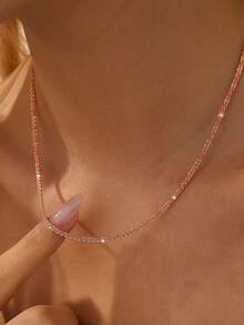 Nooxian Minimalist Chain Necklace - Rose Gold - View 2