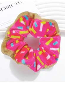 1 Peça Scrunchie Elástico de Donut com Granulado Rosa para Mulheres, Elástico de Veludo Macio, Suporte de Rabo de Cavalo Fofo, Envoltório de Cabelo de Rosquinha, Scrunchie de Doce, Presente Perfeito para Acessório de Cabelo de Meninas em Aniversário, Dia dos Namorados, Festa de Casamento, Natal, Elásticos de Cabelo, Scrunchies, Festa