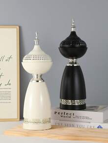 1 pièce Brûle-encens en fer de 34,5 cm de hauteur, disponible en blanc crème et noir, décoration d'intérieur minimaliste et élégante, diffuseur d'aromathérapie, convient à diverses occasions, peut être utilisé comme cadeau pour les fêtes ou la remise des diplômes - Multicolore - Voir 2