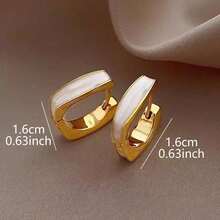 1 Pair Minimalist Luxurious Everyday Versatile Geometric Fashion Women Hoop Earrings, Suitable For Parties - Nhiều màu - Xem 2
