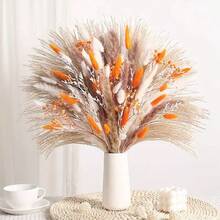 27/38/45/100/110/200 Pcs Artificial Pampas Grass Bohemian Style Dried Flowers Bundle - 50 Stems Pampas Decor, 30 Natural Dried Feather Grass, 120 Natural Bunny Tails For Versatile Rattan Tabletop Decor - Beige - View 21