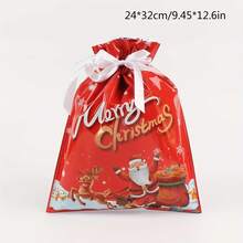 2PCS/Set Christmas Gift Packaging Bags With Drawstring Closure Festive Santa Reindeer Snowflake Tree Designs Multiple Styles Of Gift Packaging Bags Durable Plastic Holiday Treat Bags For Xmas Decorations Candy & Presents - Multicolor - View 10