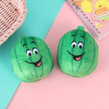 1pc Green Plush Watermelon Ball Toy With Squeaker Puppy Interactive Play And Teeth Grinding Sound Toys Small Dog Chew Squeaky Toy