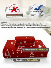 3pcs/Set Christmas Reindeer Christmas Tree Print Duvet Cover Set(1 Duvet Cover & 2 Pillowcase)Soft And Skin-Friendly Duvet Cover Bedding Set For Home, All Season Bed Sheets Set Christmas Gift