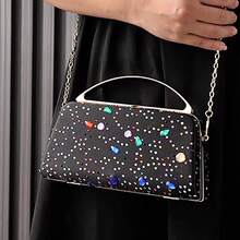Bolsos de mujer con estampado de ladrillos, elegantes bolsos de noche, bolsos de hombro y bolsos bandolera, adecuados para bodas y fiestas. - Champán - Ver 3