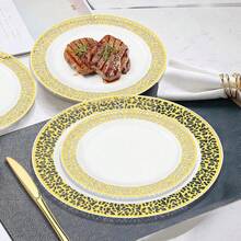 50/25/10/2 قطعة أطباق ذهبية مجوفة، أطباق سلطة، أطباق كيك وحلويات، أطباق فاكهة، أدوات مائدة للحفلات، مناسبة لحفلات العطلات، أعياد الميلاد، الزفاف، هدايا عيد الميلاد، هدايا رأس السنة،